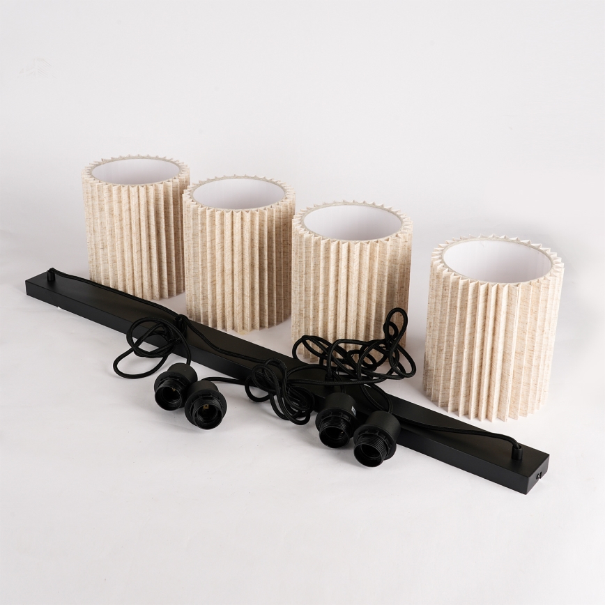 Brilagi - Pendelleuchte an Kabel NORDIC WAVE 4xE27/15W/230V Leinen/Schwarz