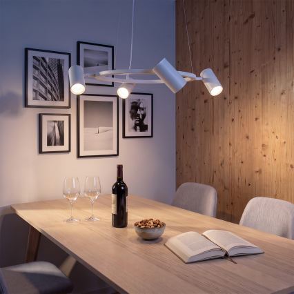 BRILAGI - Pendelleuchte an Kabel SELE 4xGU10/30W/230V weiß