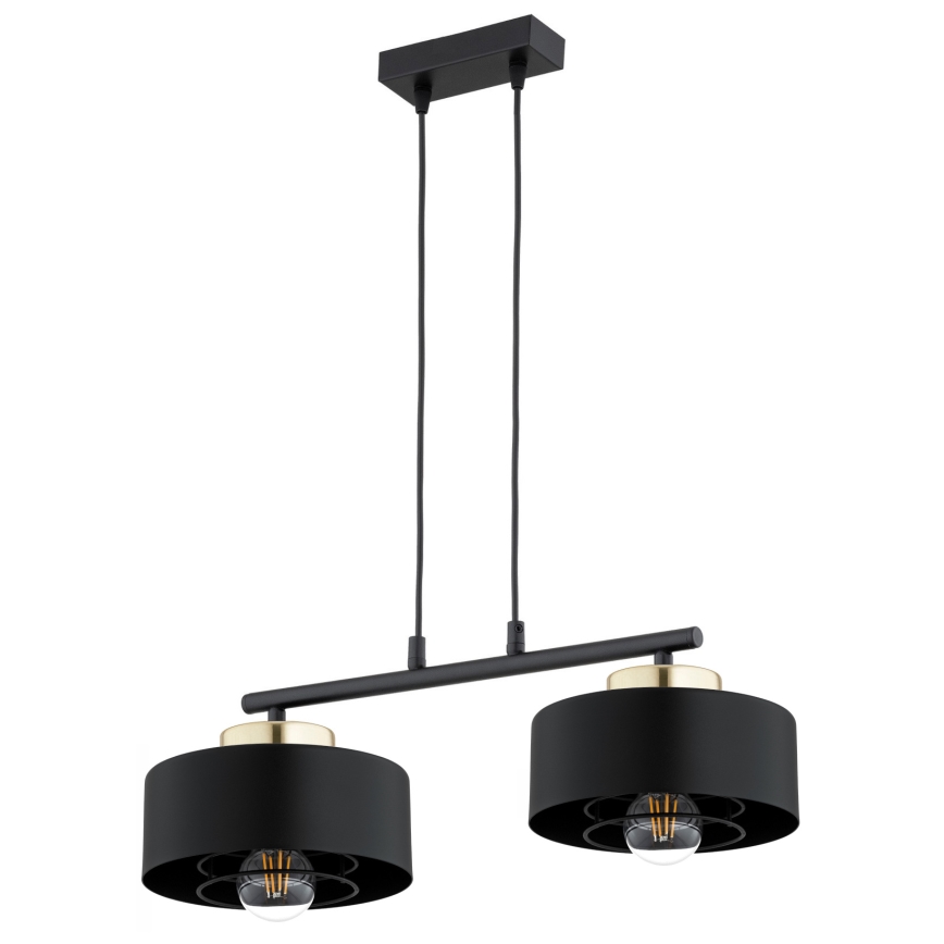 Brilagi - Pendelleuchte an Kabel SPRING 2xE27/60W/230V schwarz/gold