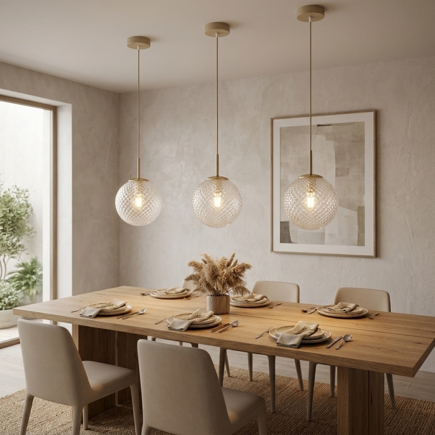 Brilagi - Pendelleuchte an Kabel STELLA 1xE27/60W/230V Ø 18 cm beige/gold