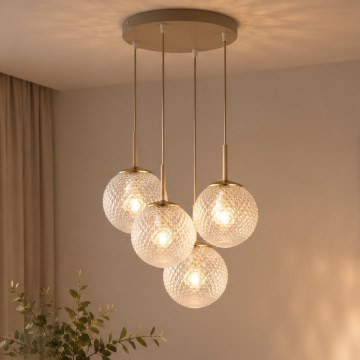 Brilagi - Pendelleuchte an Kabel STELLA 4xE27/60W/230V beige/gold