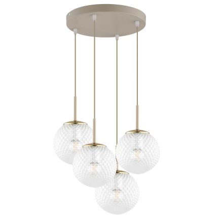 Brilagi - Pendelleuchte an Kabel STELLA 4xE27/60W/230V beige/gold