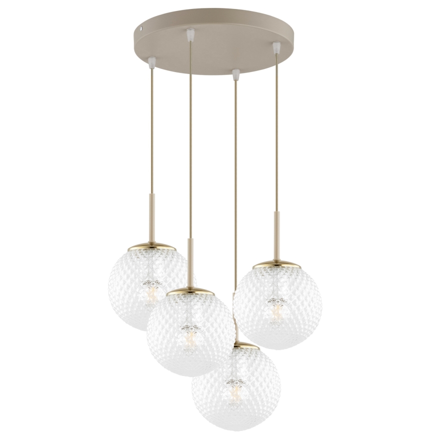 Brilagi - Pendelleuchte an Kabel STELLA 4xE27/60W/230V beige/gold