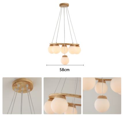 Brilagi - Pendelleuchte an Kabel VISBY WOOD 6xE27/60W/230V Ø 58 cm Holz