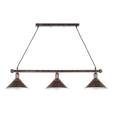 Brilagi - Pendelleuchte an Seil FORGE 3xE27/60W/230V Patina/goldfarben/schwarz