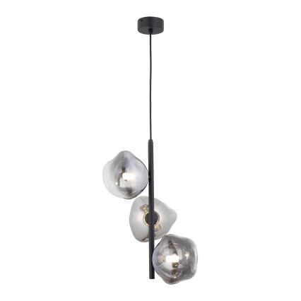 Brilagi - Pendelleuchte an Stahlseil VULCANO 3xG9/8W/230V schwarz/rauchschwarz