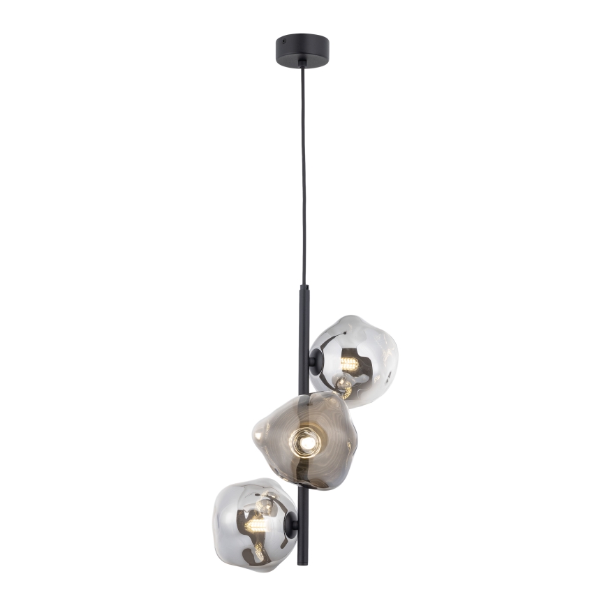 Brilagi - Pendelleuchte an Stahlseil VULCANO 3xG9/8W/230V schwarz/rauchschwarz