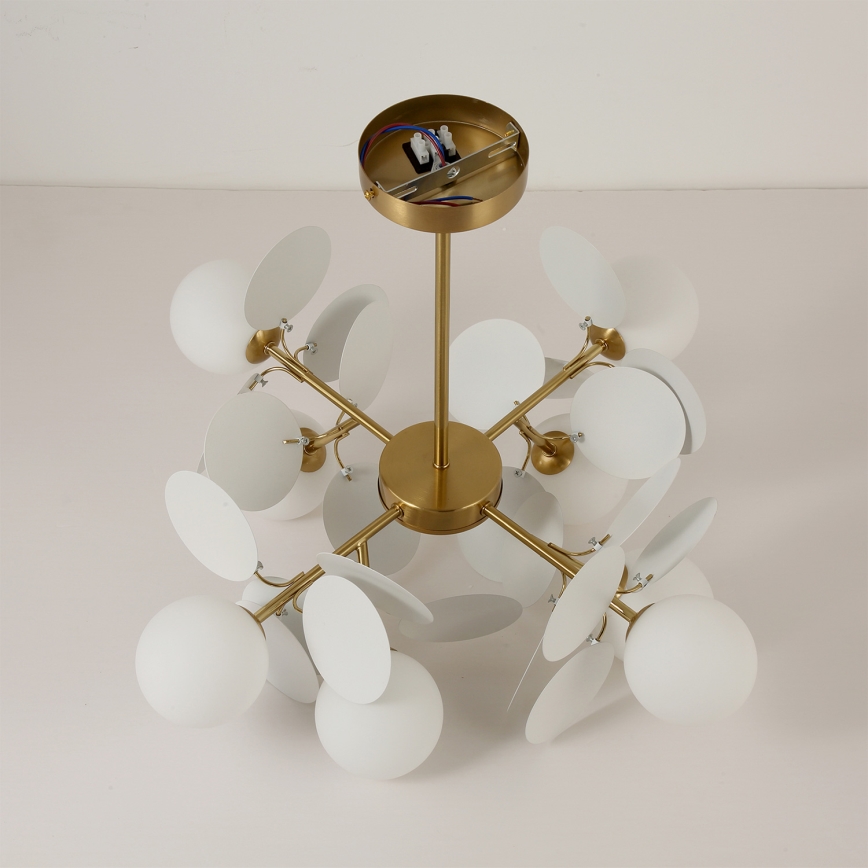 Brilagi - Pendelleuchte an Stange BALMO 8xG9/9W/230V Ø 60 cm gold/weiß