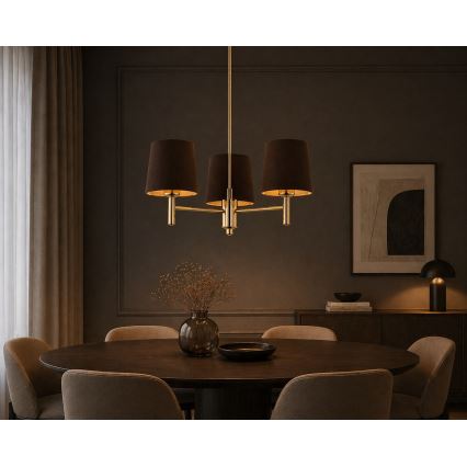 Brilagi - Pendelleuchte an Stange MONTE 3xE27/15W/230V braun/gold