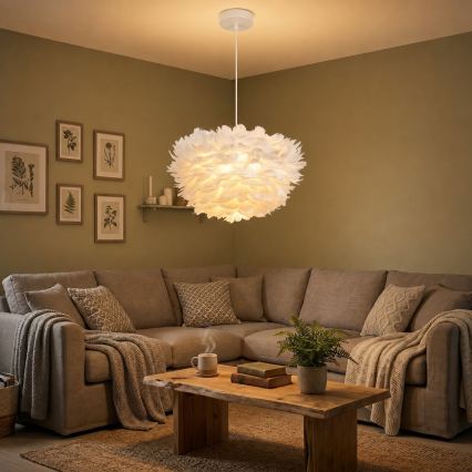 Brilagi - Pendelleuchte FEATHER mit Kabelaufhängung 3xE27/40W/230V Ø 40 cm weiß