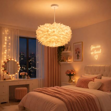 Brilagi - Pendelleuchte FEATHER mit Kabelaufhängung 3xE27/40W/230V Ø 50 cm weiß