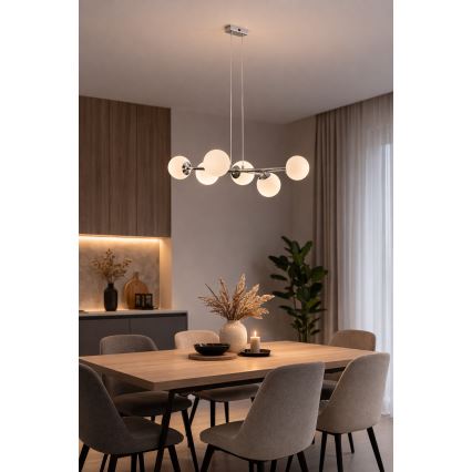 Brilagi - Pendelleuchte MALONY, mit Kabelaufhängung, 6xE14/20W/230V, glänzender Chrom