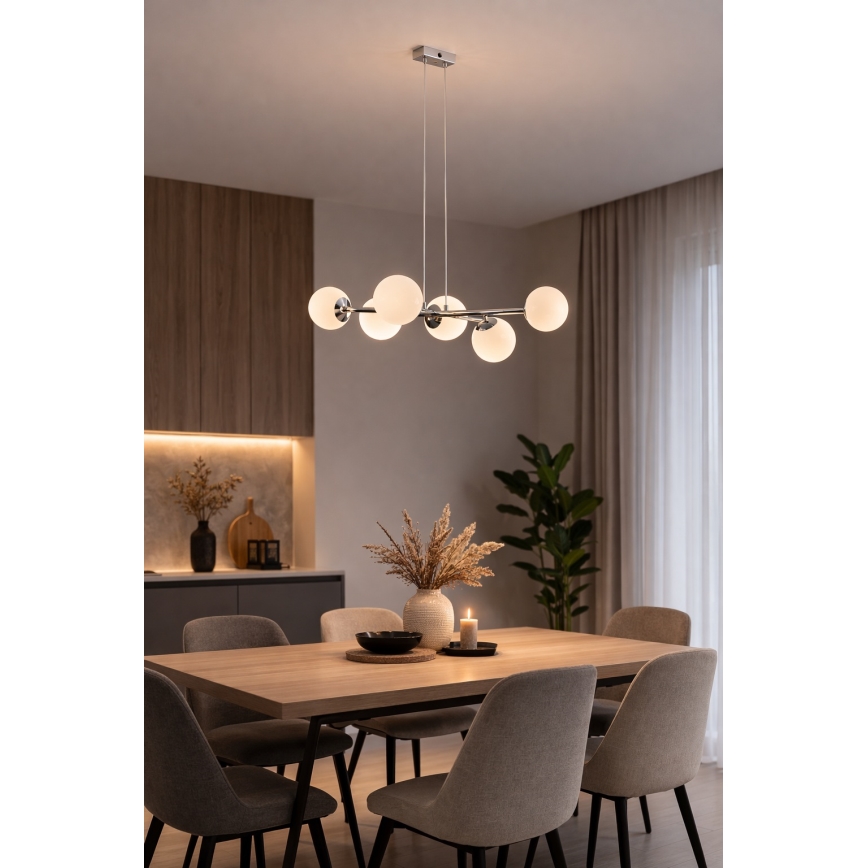 Brilagi - Pendelleuchte MALONY, mit Kabelaufhängung, 6xE14/20W/230V, glänzender Chrom