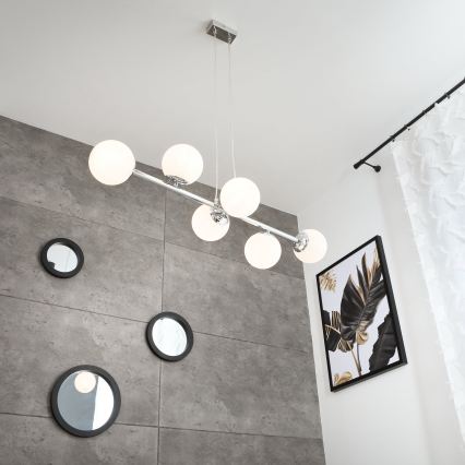 Brilagi - Pendelleuchte MALONY, mit Kabelaufhängung, 6xE14/20W/230V, glänzender Chrom