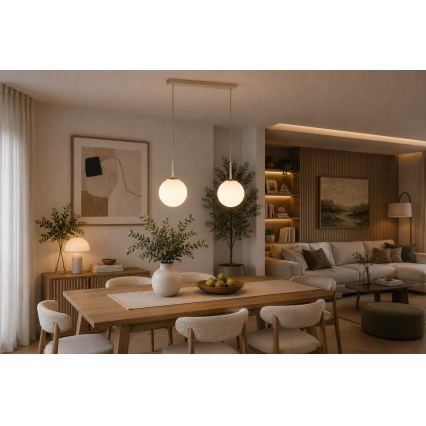 Brilagi - Pendelleuchte MILO an Kabel 2xE27/60W/230V beige/gold