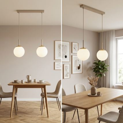 Brilagi - Pendelleuchte MILO an Kabel 2xE27/60W/230V beige/gold