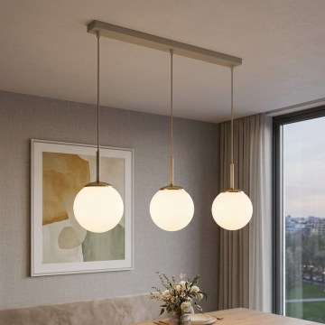 Brilagi - Pendelleuchte MILO mit Kabelaufhängung 3xE27/60W/230V beige/gold
