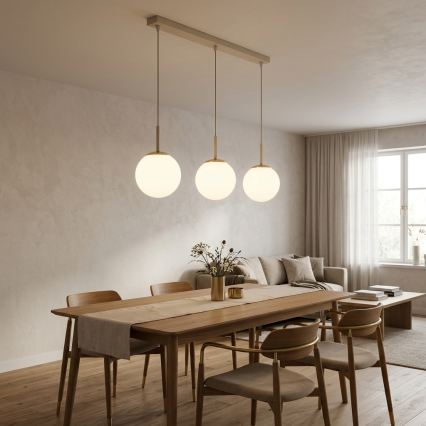 Brilagi - Pendelleuchte MILO mit Kabelaufhängung 3xE27/60W/230V beige/gold