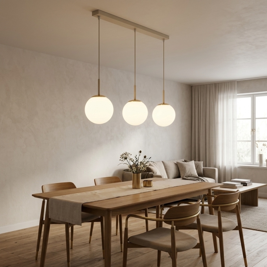Brilagi - Pendelleuchte MILO mit Kabelaufhängung 3xE27/60W/230V beige/gold