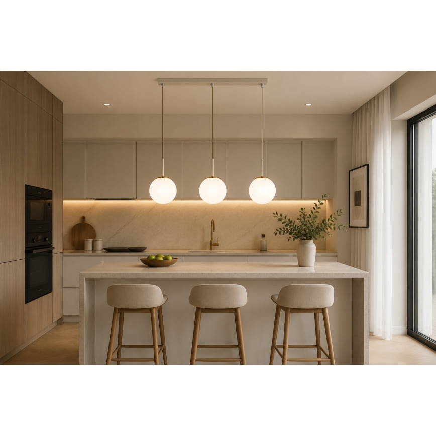 Brilagi - Pendelleuchte MILO mit Kabelaufhängung 3xE27/60W/230V beige/gold