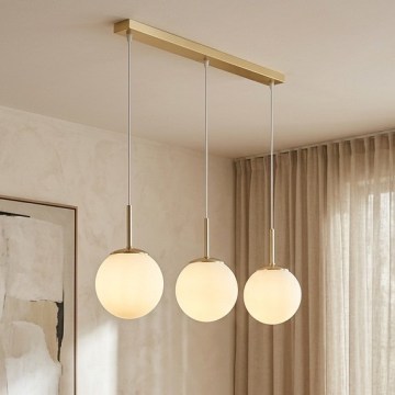 Brilagi - Pendelleuchte MILO mit Seilaufhängung 3xE27/60W/230V, gold
