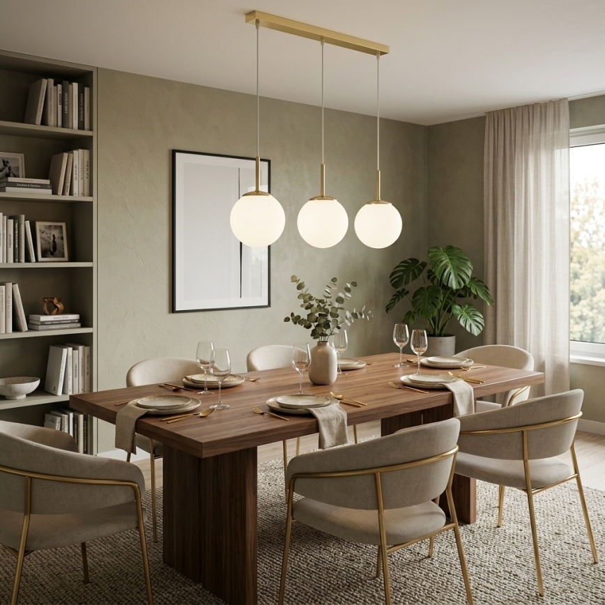 Brilagi - Pendelleuchte MILO mit Seilaufhängung 3xE27/60W/230V, gold