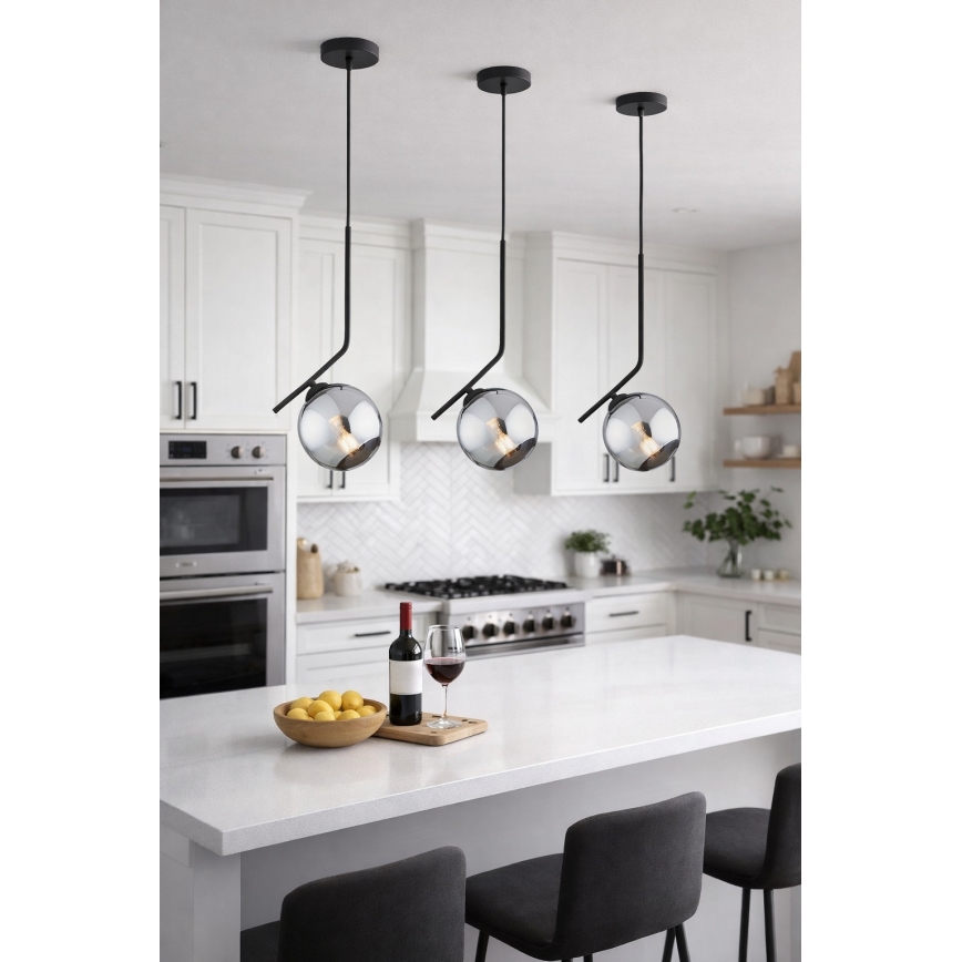 Brilagi - Pendelleuchte mit Kabel DIOR 1xE27/60W/230V schwarz/rauchgrau