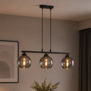 Brilagi - Pendelleuchte mit Kabel DIOR 3xE27/60W/230V schwarz/rauchgrau