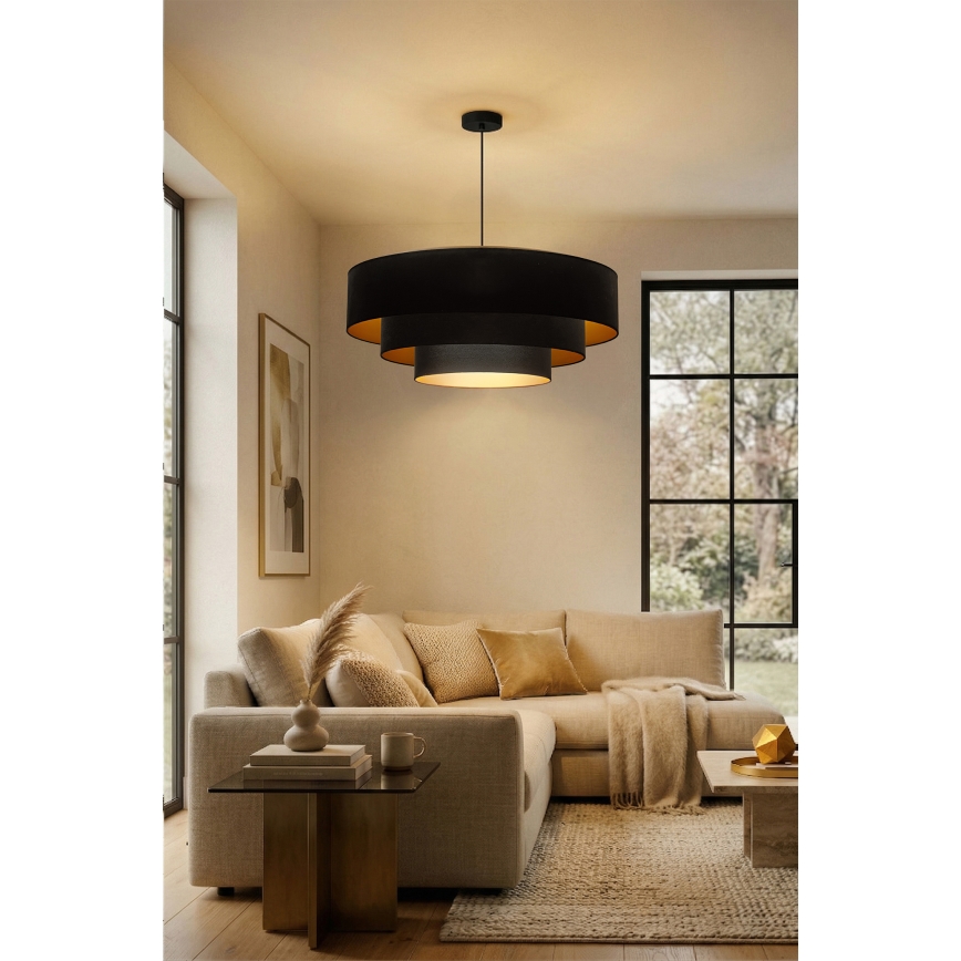 Brilagi - Pendelleuchte mit Kabel LUNETA 3xE27/60W/230V Ø 80 cm schwarz/gold