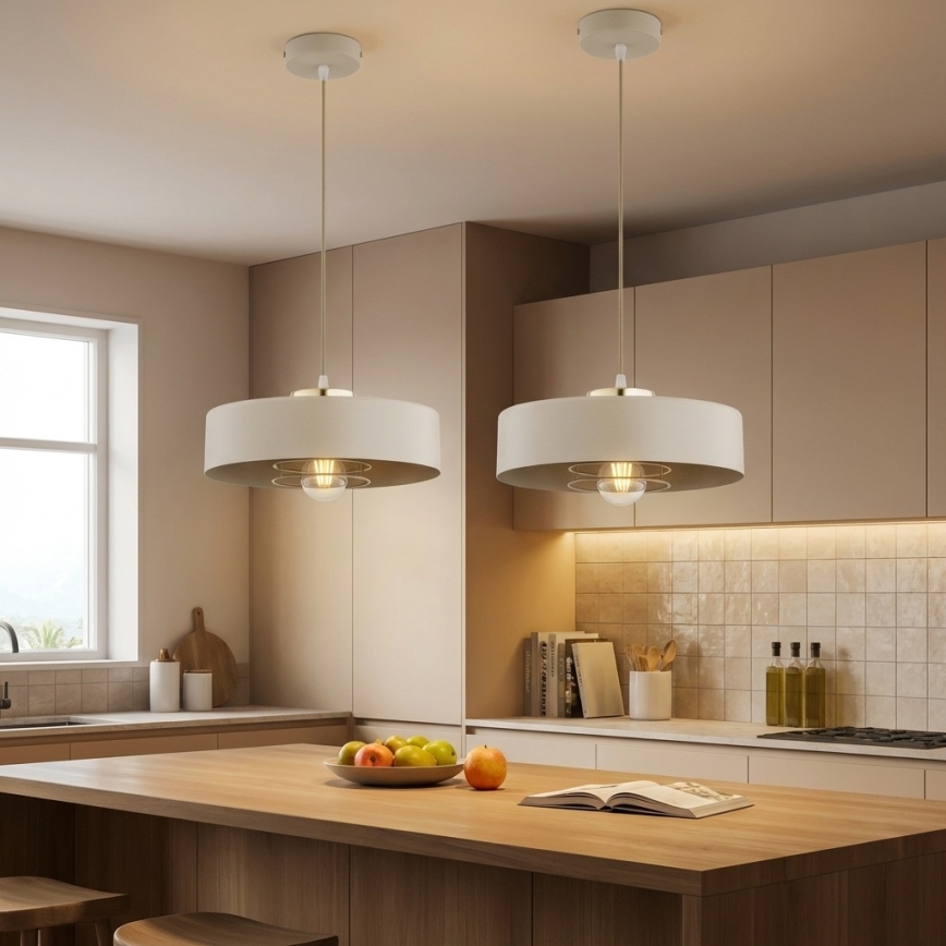 Brilagi - Pendelleuchte mit Kabel SPRING 1xE27/60W/230V Ø 30 cm Beige/Gold