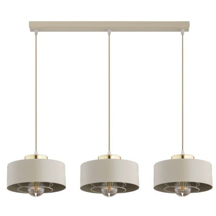 Brilagi - Pendelleuchte mit Kabel SPRING 3xE27/60W/230V beige/gold