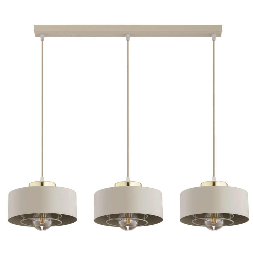 Brilagi - Pendelleuchte mit Kabel SPRING 3xE27/60W/230V beige/gold