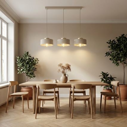 Brilagi - Pendelleuchte mit Kabel SPRING 3xE27/60W/230V beige/gold