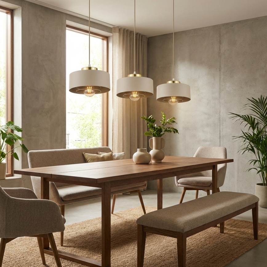 Brilagi - Pendelleuchte mit Kabel SPRING 3xE27/60W/230V beige/gold