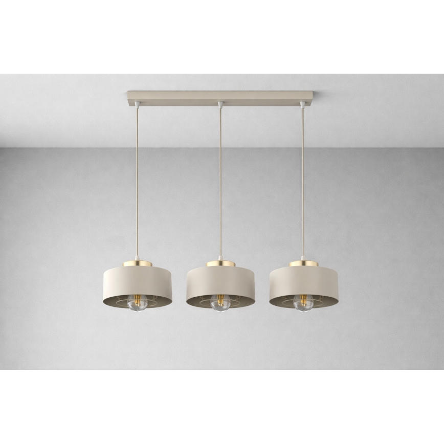 Brilagi - Pendelleuchte mit Kabel SPRING 3xE27/60W/230V beige/gold