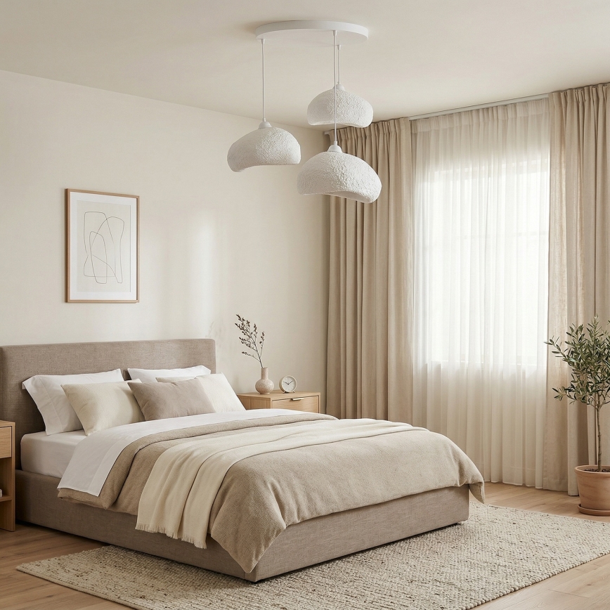 Brilagi - Pendelleuchte mit Kabel WABI SABI 3xE27/40W/230V Ø 60 cm weiß