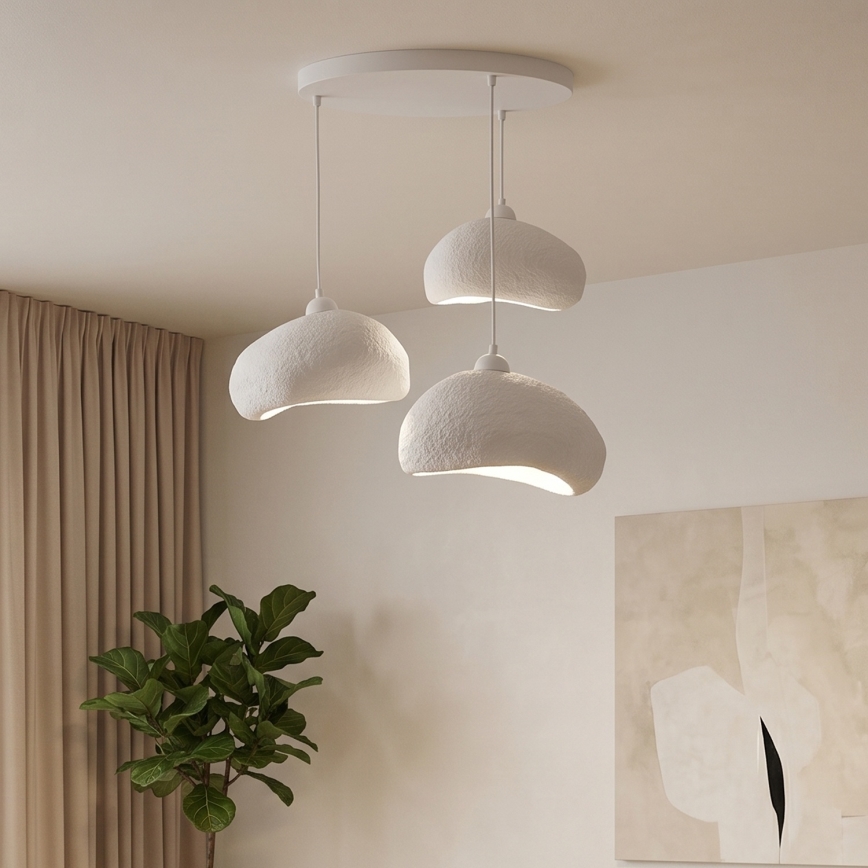 Brilagi - Pendelleuchte mit Kabel WABI SABI 3xE27/40W/230V Ø 60 cm weiß