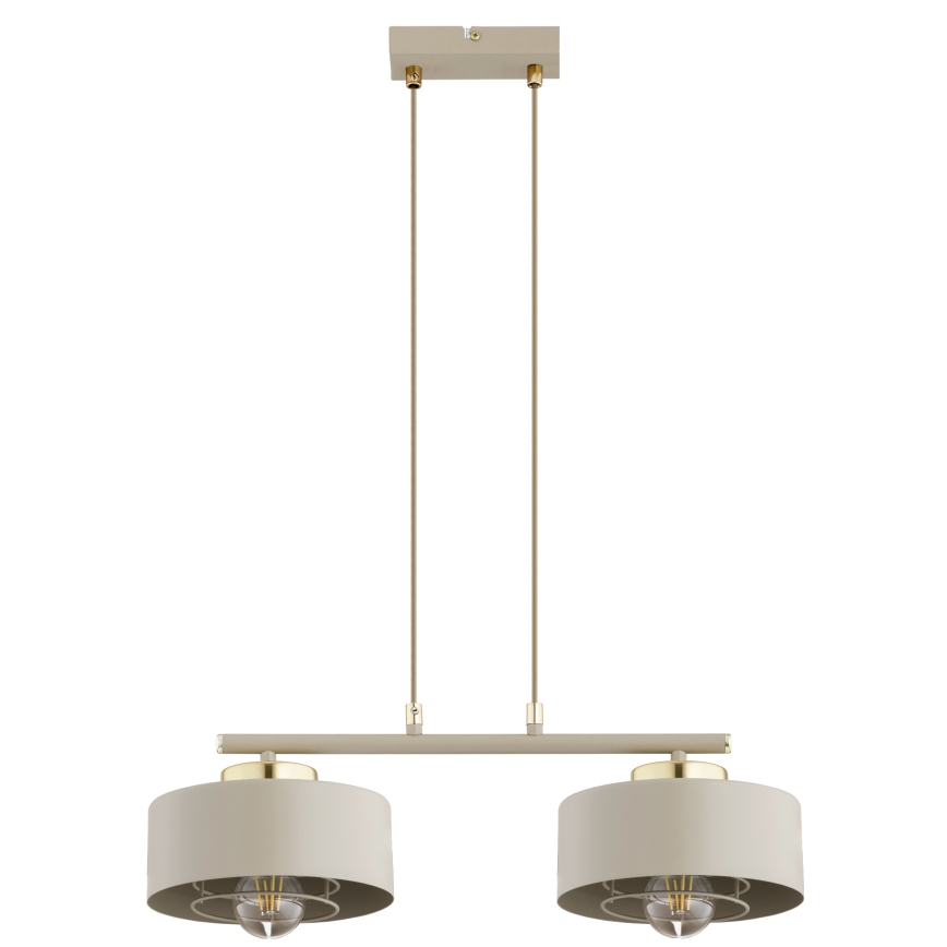 Brilagi - Pendelleuchte mit Kabelaufhängung 2xE27/60W/230V beige/gold