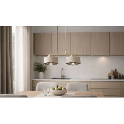 Brilagi - Pendelleuchte mit Kabelaufhängung 2xE27/60W/230V beige/gold