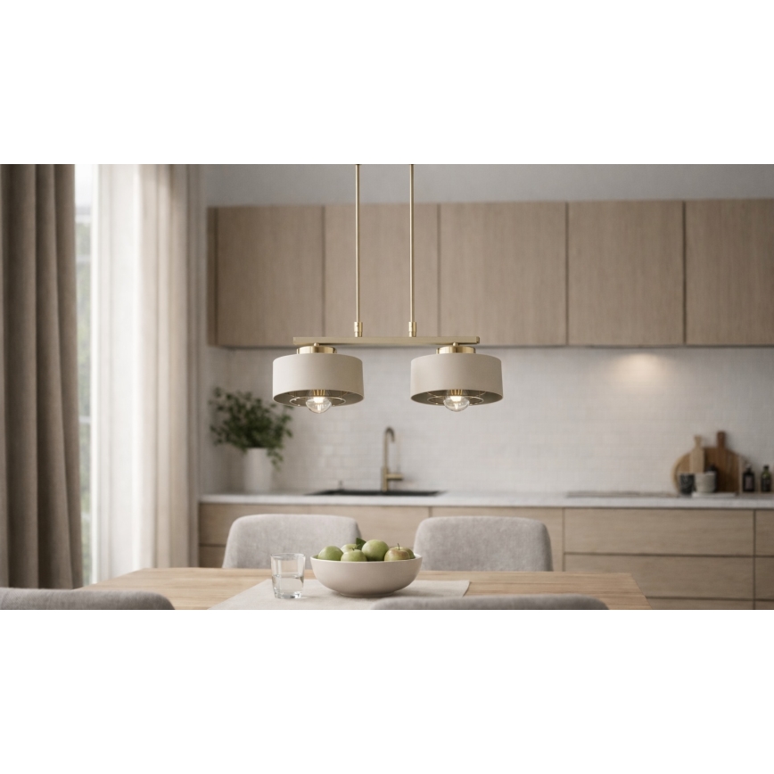 Brilagi - Pendelleuchte mit Kabelaufhängung 2xE27/60W/230V beige/gold