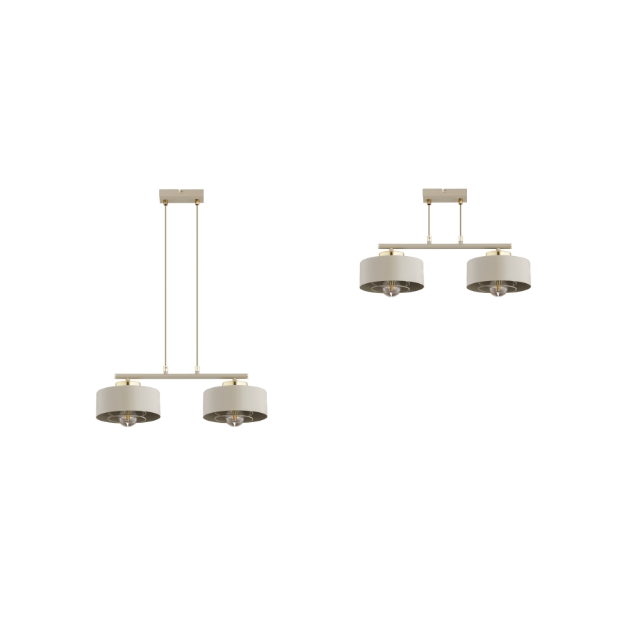 Brilagi - Pendelleuchte mit Kabelaufhängung 2xE27/60W/230V beige/gold