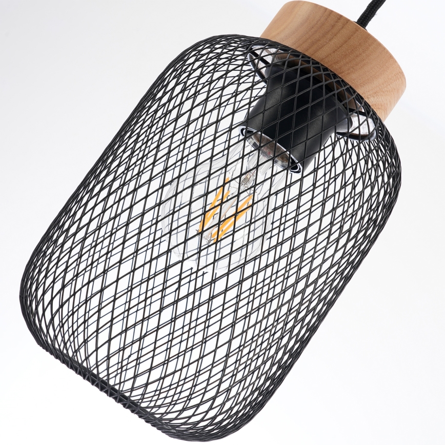 Brilagi - Pendelleuchte mit Kabelaufhängung BASKLITE 3xE27/15W/230V Holz/Schwarz