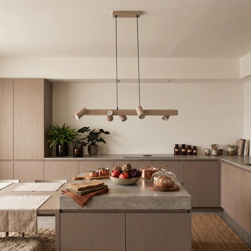 Brilagi - Pendelleuchte mit Kabelaufhängung SELE 6xGU10/30W/230V beige