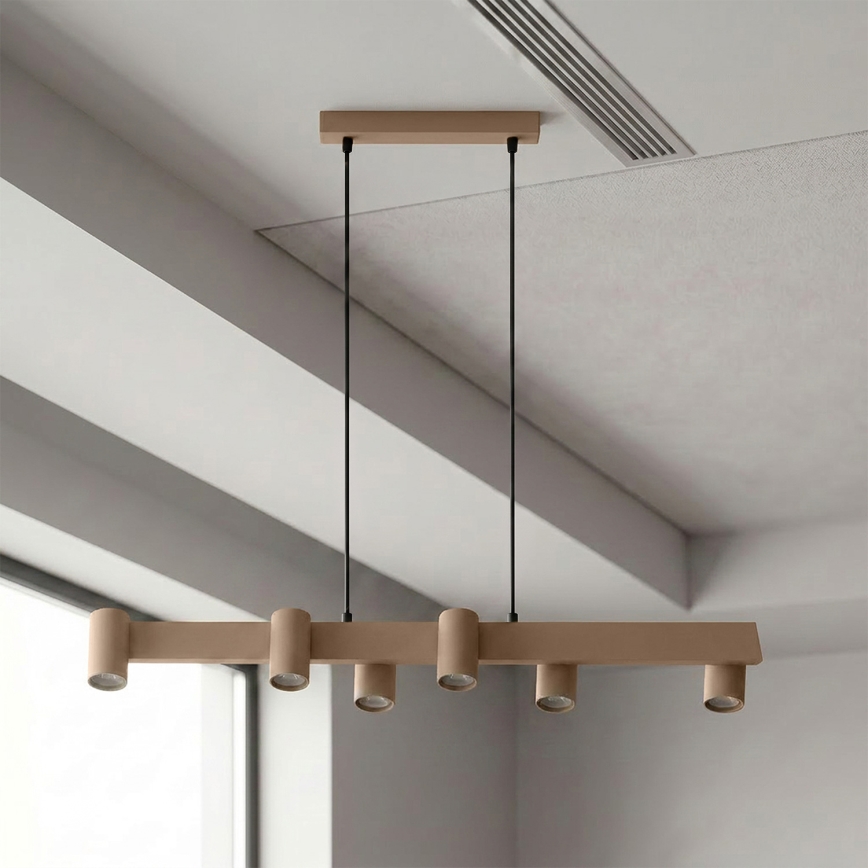 Brilagi - Pendelleuchte mit Kabelaufhängung SELE 6xGU10/30W/230V beige