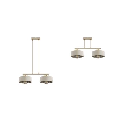 Brilagi - Pendelleuchte mit Kabelaufhängung SPRING 2xE27/60W/230V beige/gold