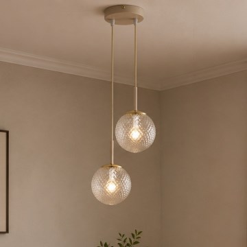 Brilagi - Pendelleuchte mit Kabelaufhängung STELLA 2xE27/60W/230V beige/gold