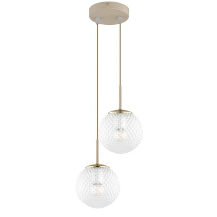 Brilagi - Pendelleuchte mit Kabelaufhängung STELLA 2xE27/60W/230V beige/gold