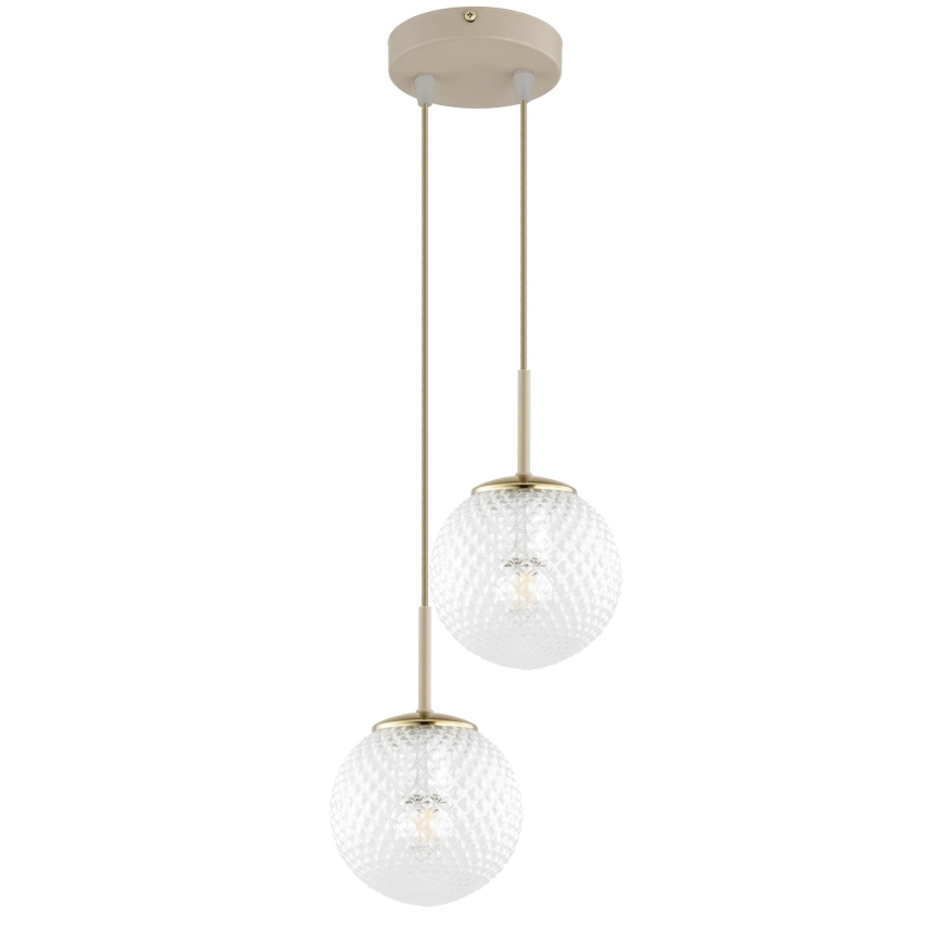 Brilagi - Pendelleuchte mit Kabelaufhängung STELLA 2xE27/60W/230V beige/gold