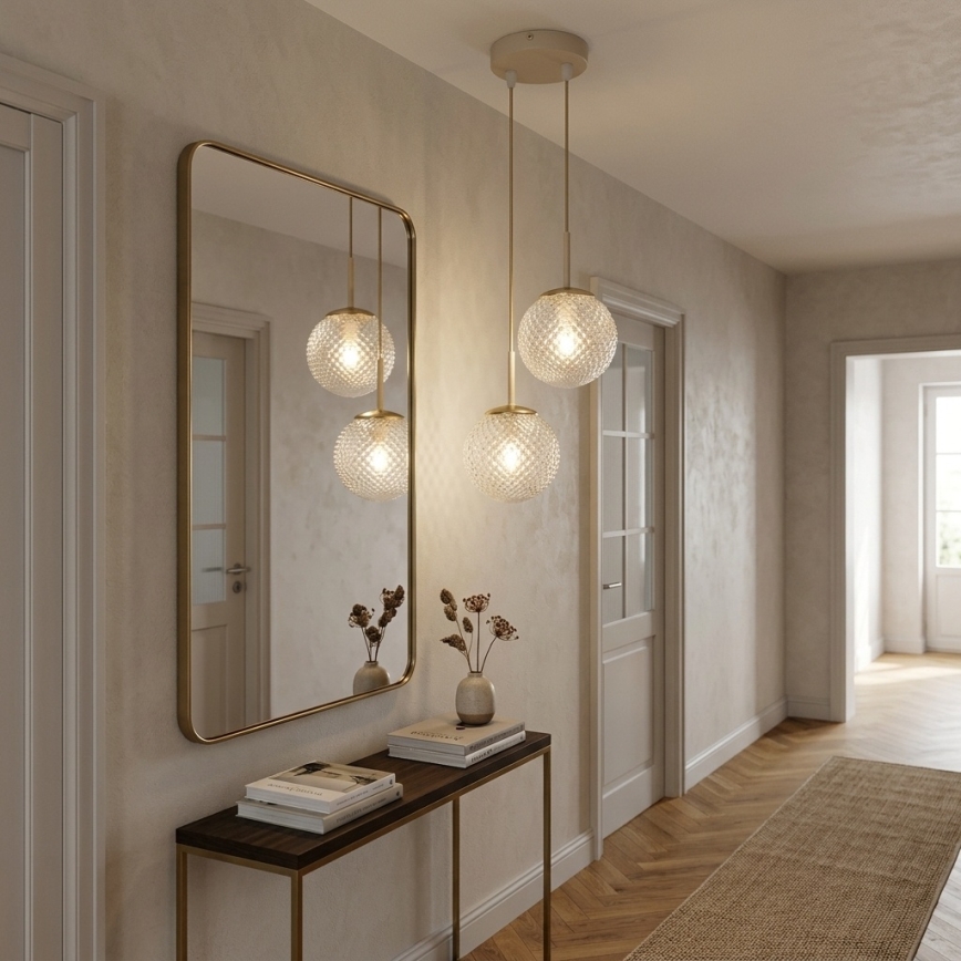 Brilagi - Pendelleuchte mit Kabelaufhängung STELLA 2xE27/60W/230V beige/gold