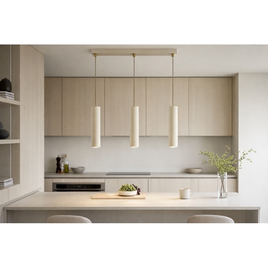 Brilagi - Pendelleuchte mit Kabelaufhängung TUBE 3xGU10/15W/230V beige/gold